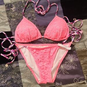 Victoria's Secret Pink Coral Lace String Bikini